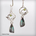 Opalized Wood & Peridot Sterling Silver Earrings