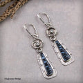 Blue Fossil Palmwood Sterling Silver Earrings