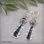 Blue Fossil Palmwood Sterling Silver Earrings