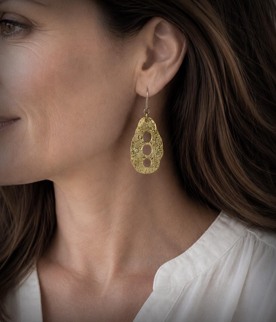 Textured Brass Cutout Earrings