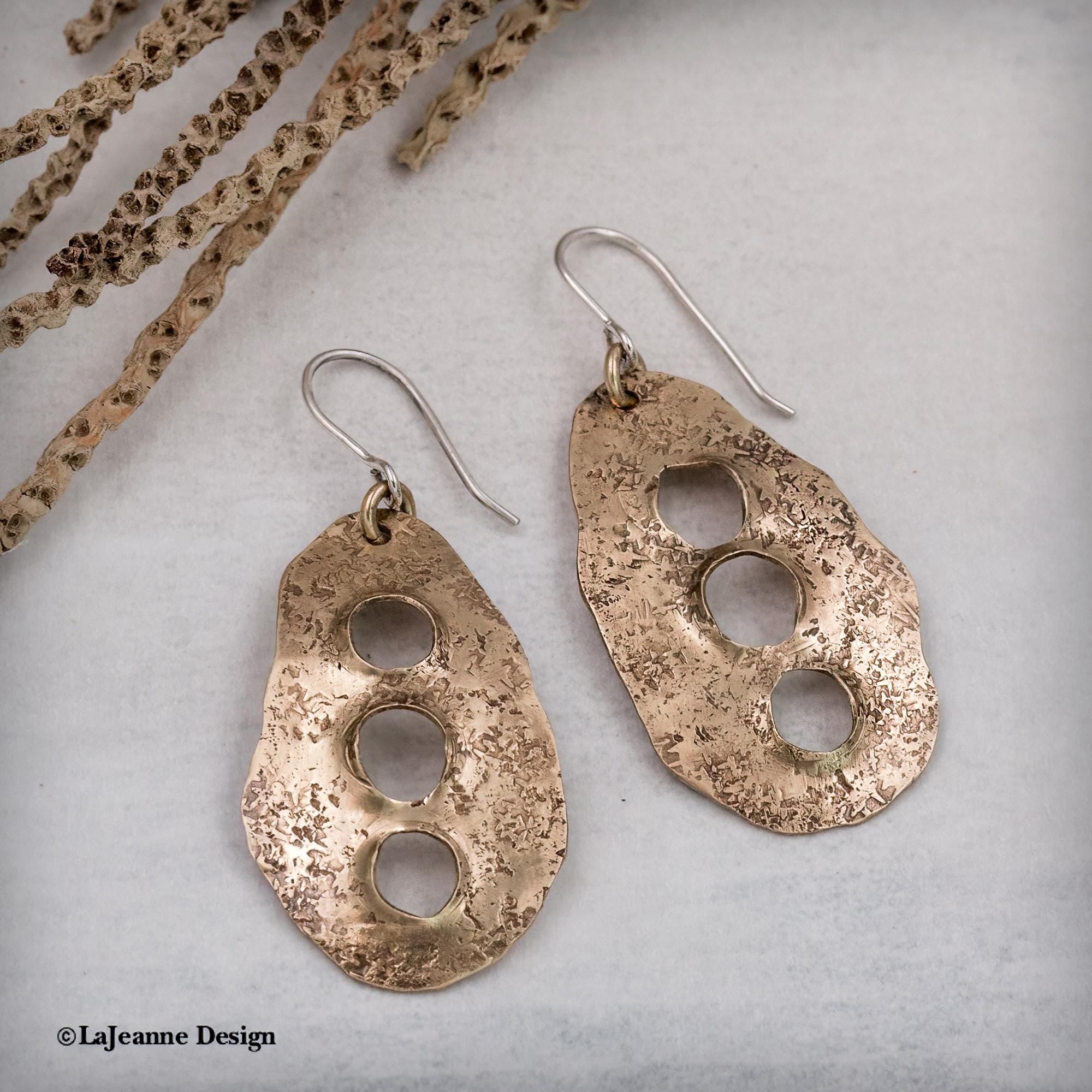 Textured Brass Cutout Earrings