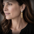 Textured Brass & Sterling Silver Earrings