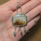 Dendritic Agate and Silver Feather Necklace