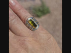 Size 6.25 - Green Tourmaline, 22K Gold Sterling Silver Ring