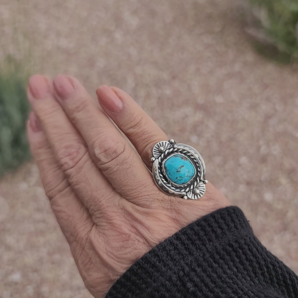 Size 6.75 - Kingman Turquoise Sterling Silver Statement Ring