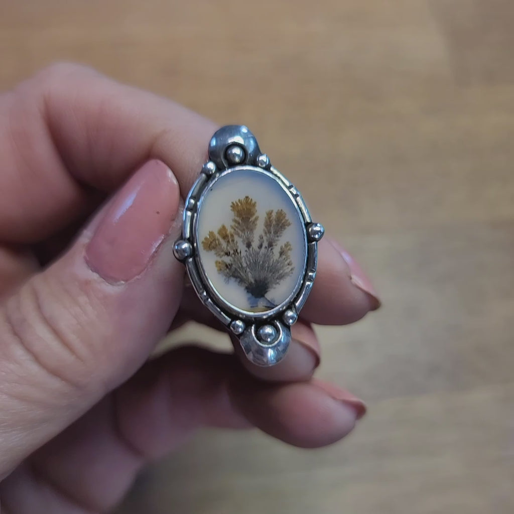Size 6 - Dendritic Agate Sterling Silver Ring