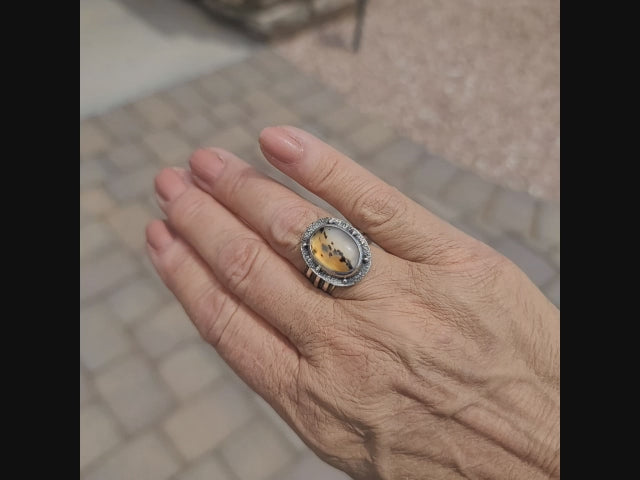 Size 9.5 - Montana Agate Sterling Silver Ring